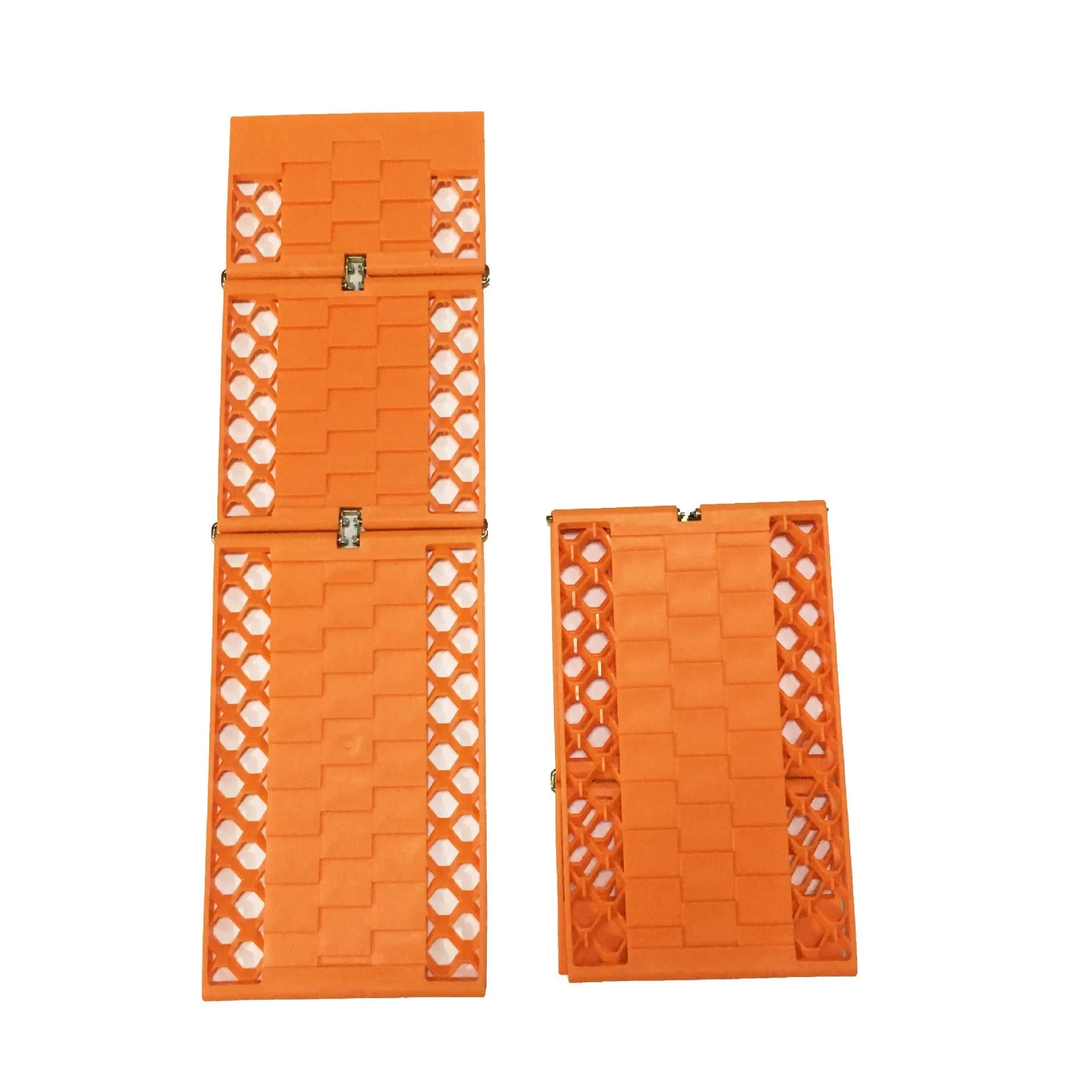 Orange folding vehicle rescue board showing rubber grip surface and folded size