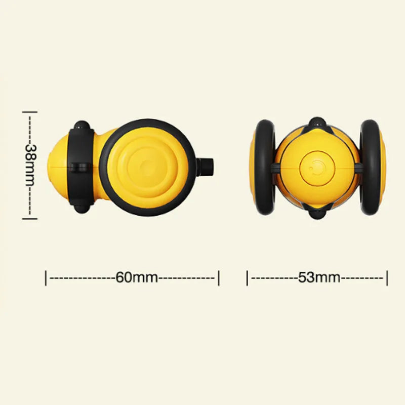 Electric bee-shaped cat toy with moving feather teaser in pink or yellow colours