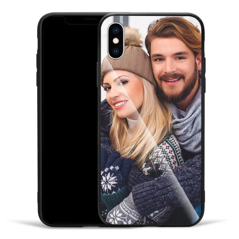 Patterned ultra-thin iPhone case with raised camera bumper edge on a table.