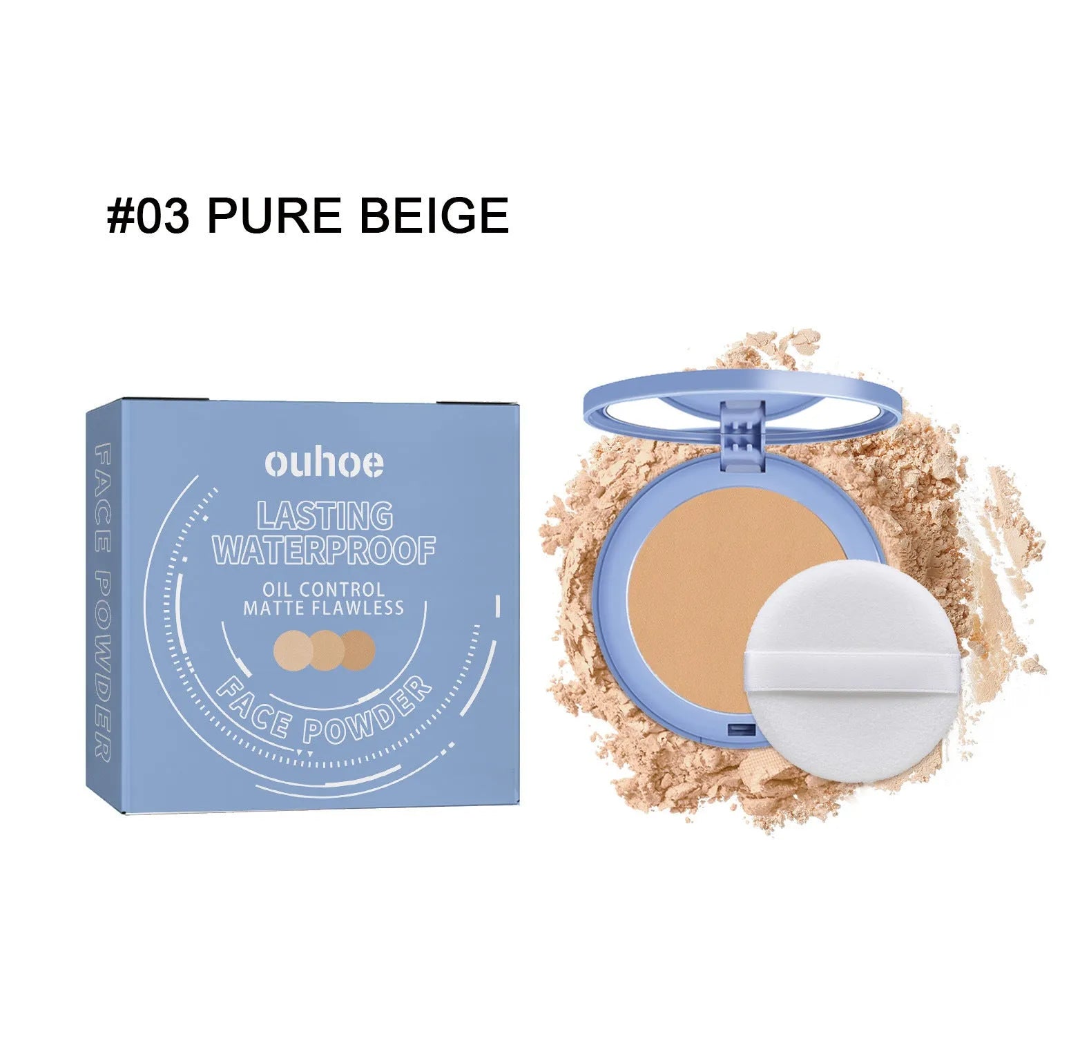 8g finishing powder compact in natural beige, pure beige or classic ivory for long-lasting makeup