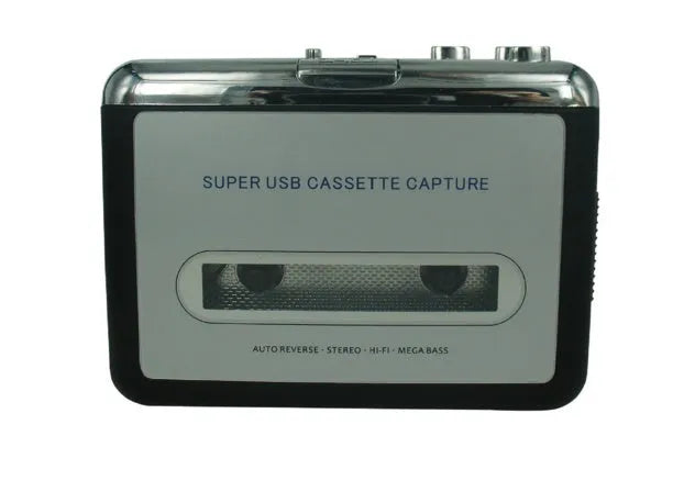 Cassette tape to MP3 converter device with USB cable and headphones for digital audio conversion