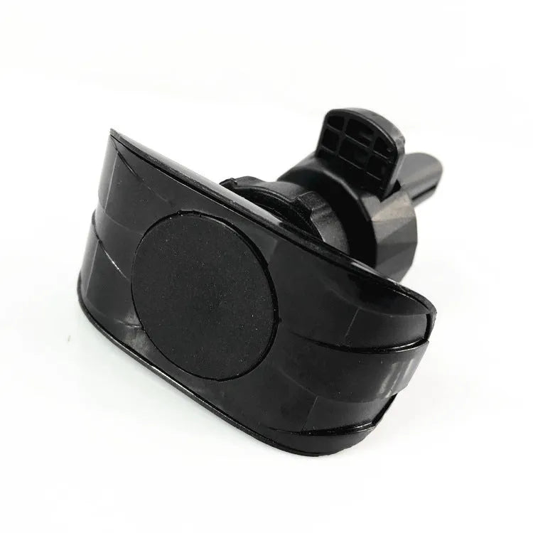 Glory black car phone holder clipped onto a car air vent, holding a mobile phone.