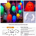 Battery-powered Halloween string lights with multi-coloured LED bulbs on a black wire.