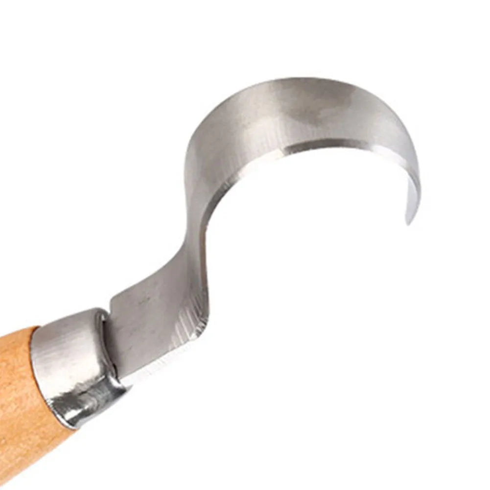 FastCraft curve carving knife with stainless steel blade and wooden handle for woodworking