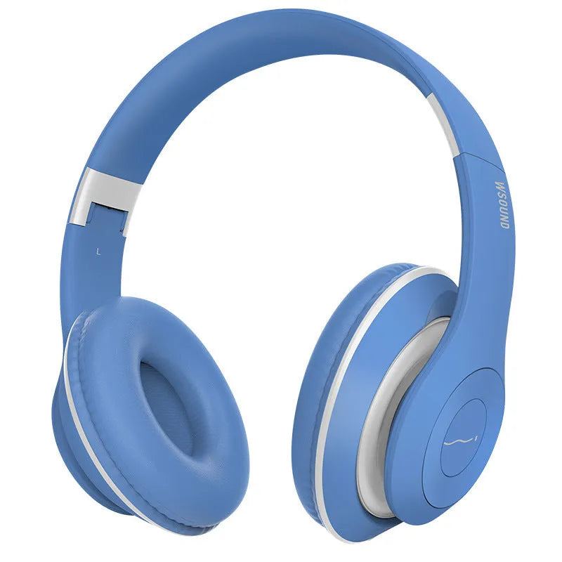 Blue and red Bluetooth wireless stereo headset with bilateral design showing both earpieces