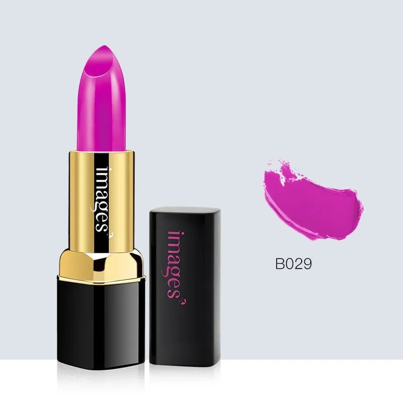 Moisturising lip gloss lipstick bullet in ten colours including red, pink, orange and purple.