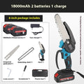 6-inch rechargeable electric chainsaw with dual battery and plastic box, 600W portable cordless saw