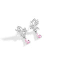 Women's silver butterfly stud earrings with crystal details on 925 sterling silver posts