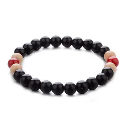 Natural stone bracelet with lava beads for essential oils in ethnic unisex design