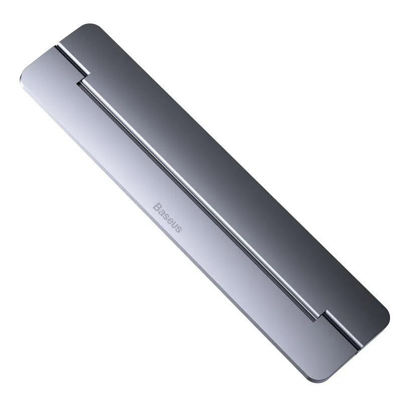 Portable folding notebook cooling bracket in black plastic, measuring 23 x 60.4 cm