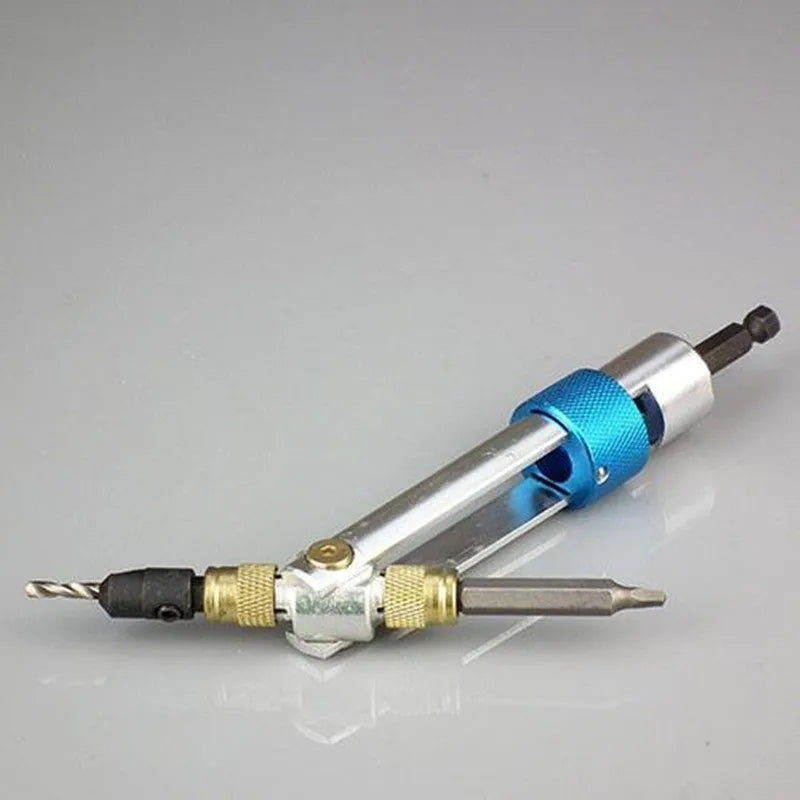 Half Time Drill swivel head attachment set with Phillips, flathead, and countersink steel bits for power drill.