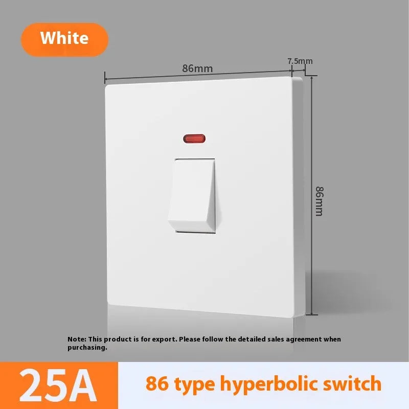 Plastic industrial switch with illuminated panel for water heaters and air conditioners