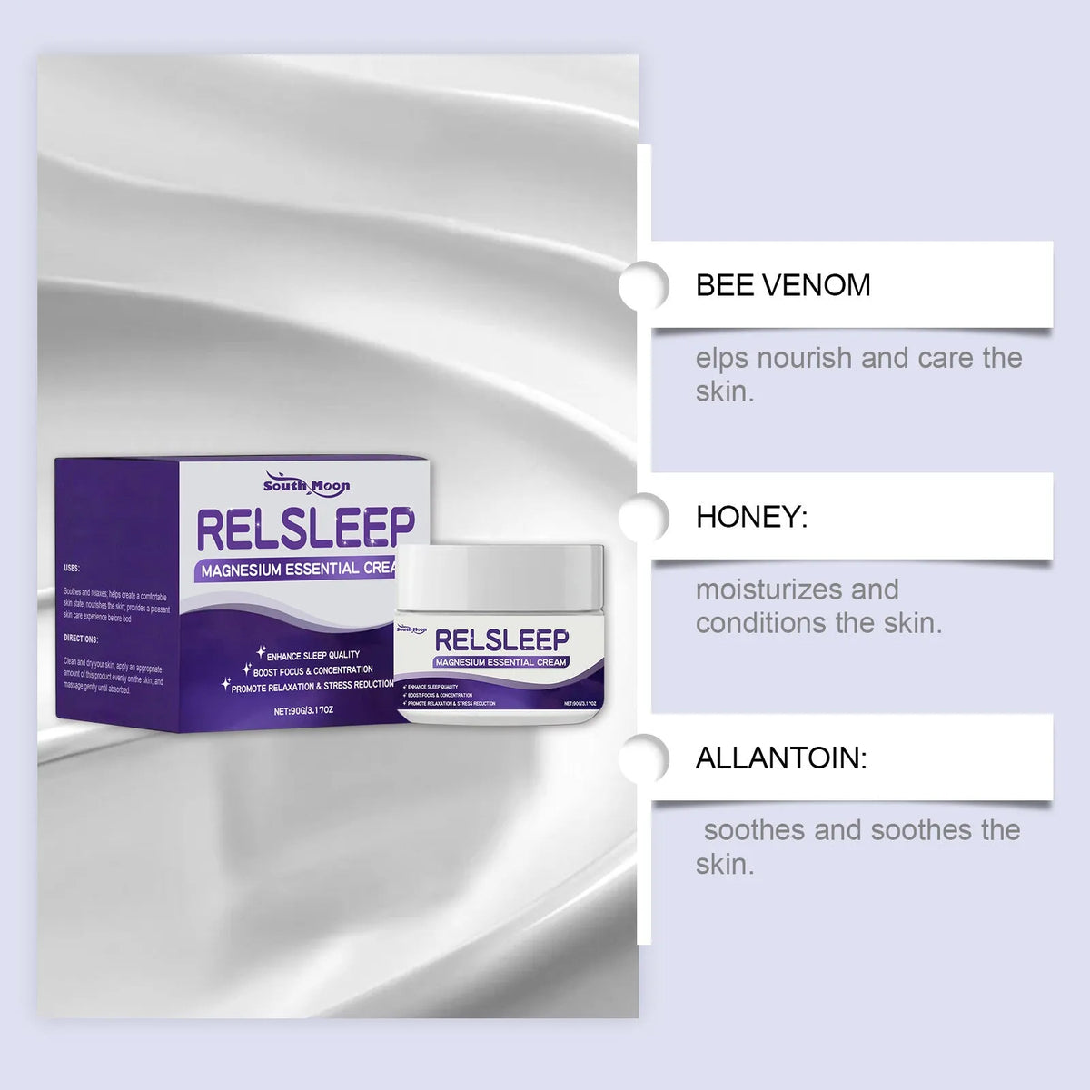 Sleep magnesium essence cream 90g single pack with honey active ingredient and magnesium sulfate