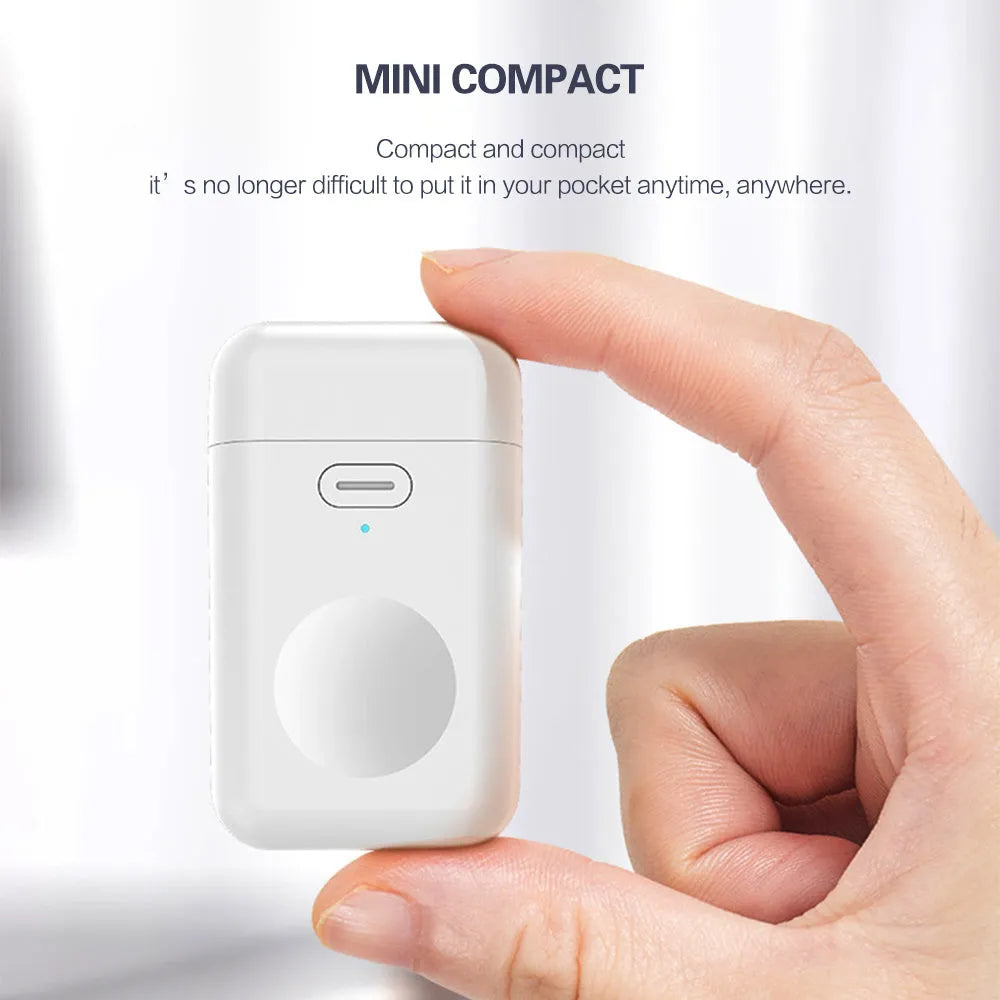 White mini wireless charger for Apple Watch with magnetic pad and Micro USB port on compact plastic casing