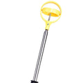 Retractable stainless steel golf ball picker with 8 sections extended to 2 metres, yellow handle