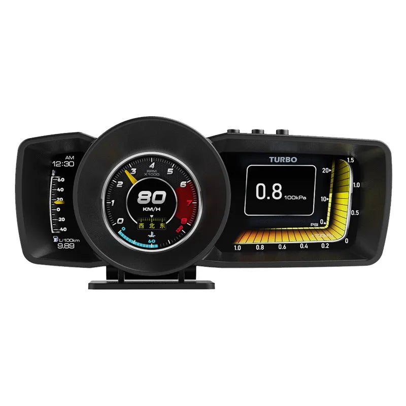 A600 OBDII vehicle diagnostic monitor with colour screen, cable, and installation tools including wrench and crowbar