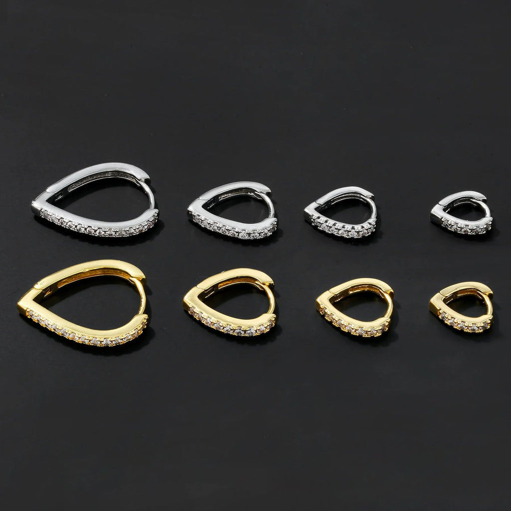 Geometric love heart shaped copper ear clip earring with an electroplated gold finish.