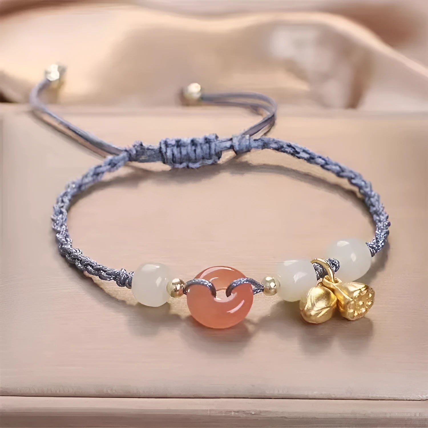 Hetian Jade Peace Buckle Two Shihuan Bracelet with constellation design and coloured strap