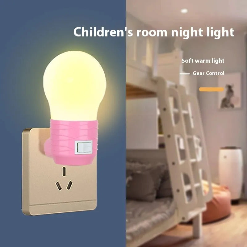 Plug-in bedside baby night feeding lamp in round modern design measuring 45x90x45mm