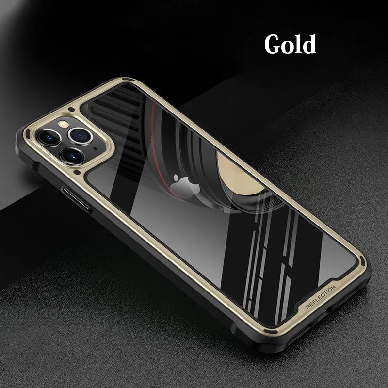 Clear transparent mobile phone case for iPhone 11 on a table.