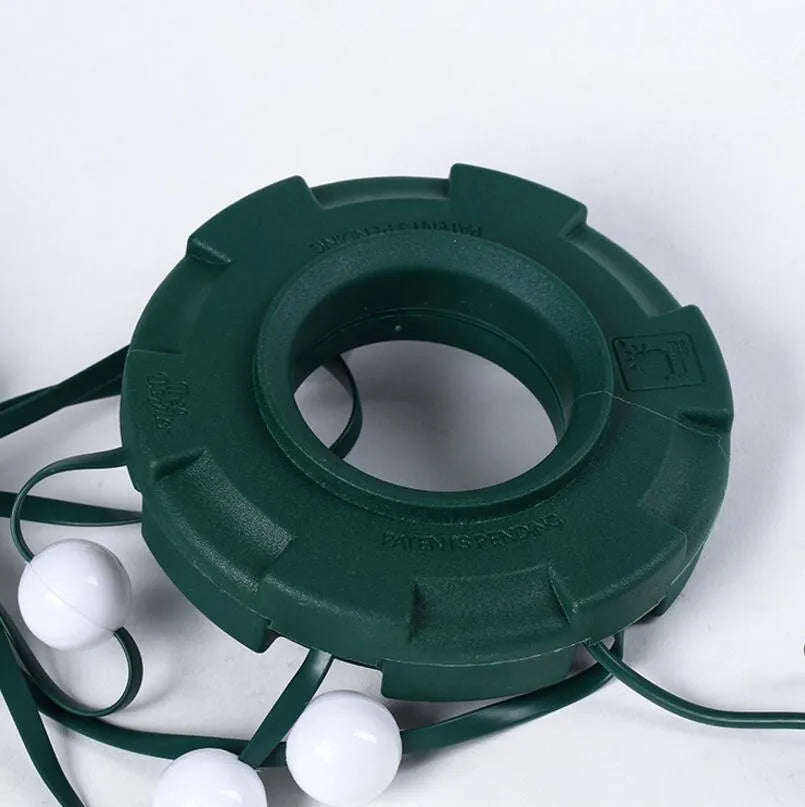 64-LED Christmas tree light string with colour-changing bulbs and integrated control button, 1.8 metres long with IP44 weather resistance