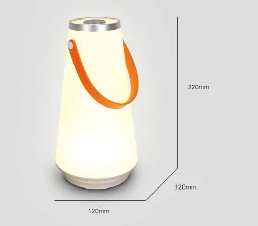 White rechargeable LED bedside lamp with touch control and USB cable