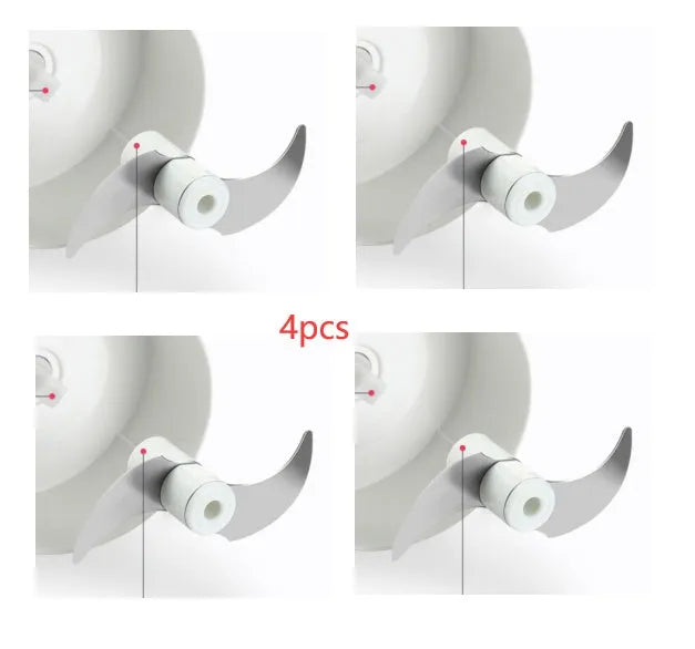 Compact manual food chopper with stainless steel blades for chopping vegetables, garlic, and ginger.
