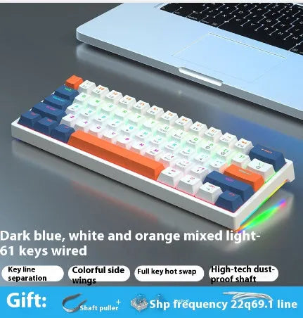 61-key mechanical keyboard with multiple colour options and hot-plug switch functionality