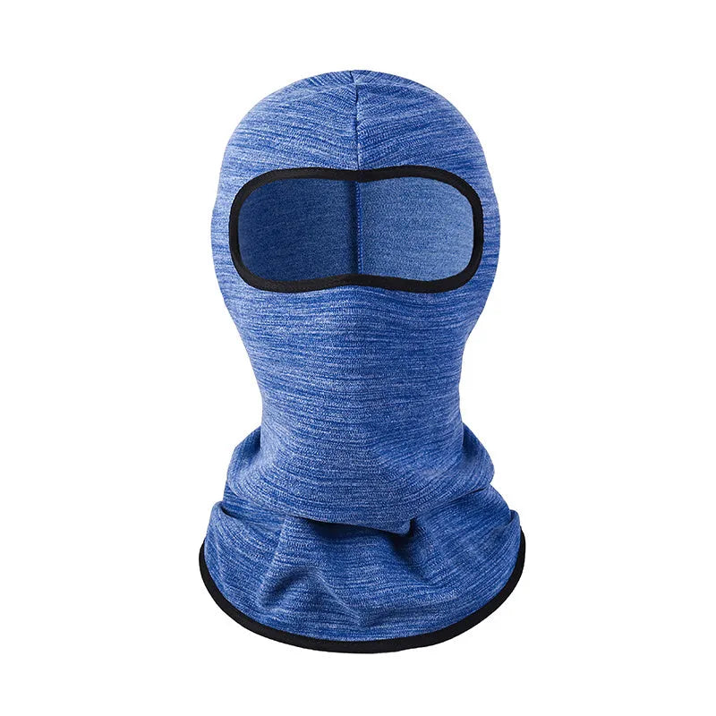 Cotton motorcycle head cover in a pattern design with a pair of matching gloves for winter riding.