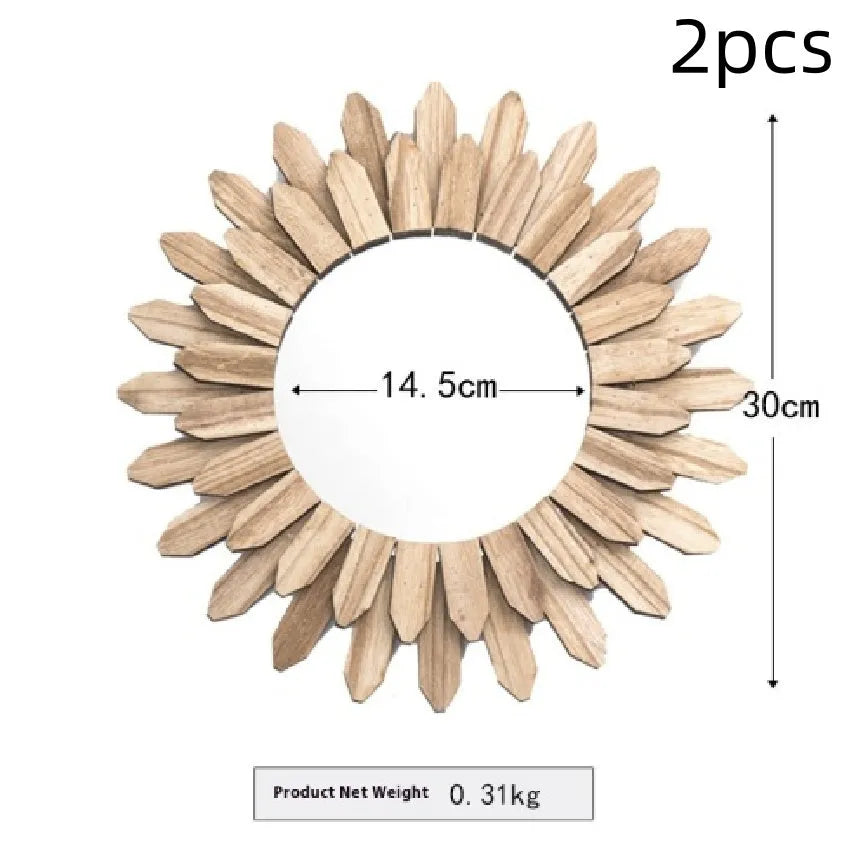 European-style solid wood hanging mirror with baked colour finish in three diameter options