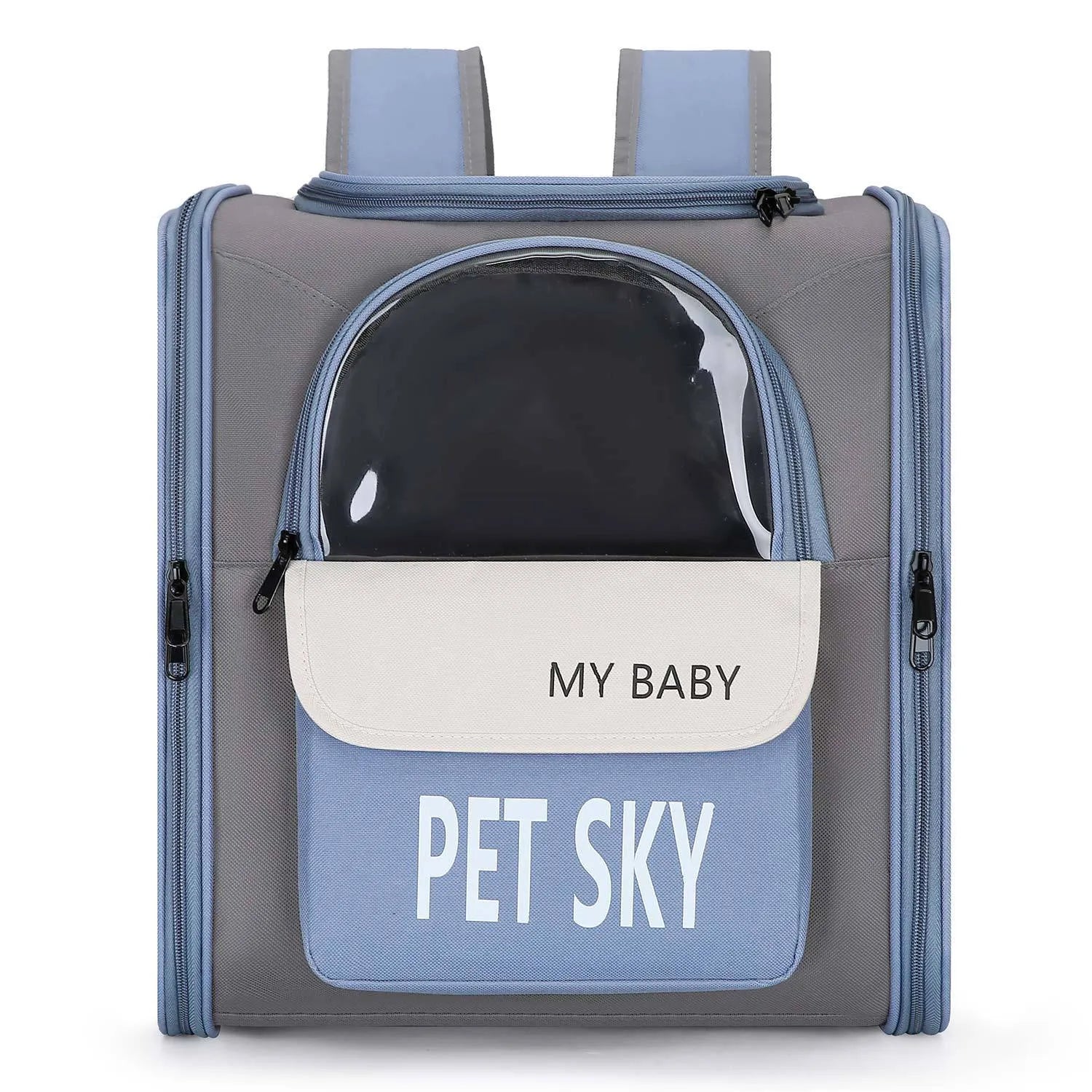 Outdoor portable pet carrier backpack in Oxford cloth with breathable design, black colour option