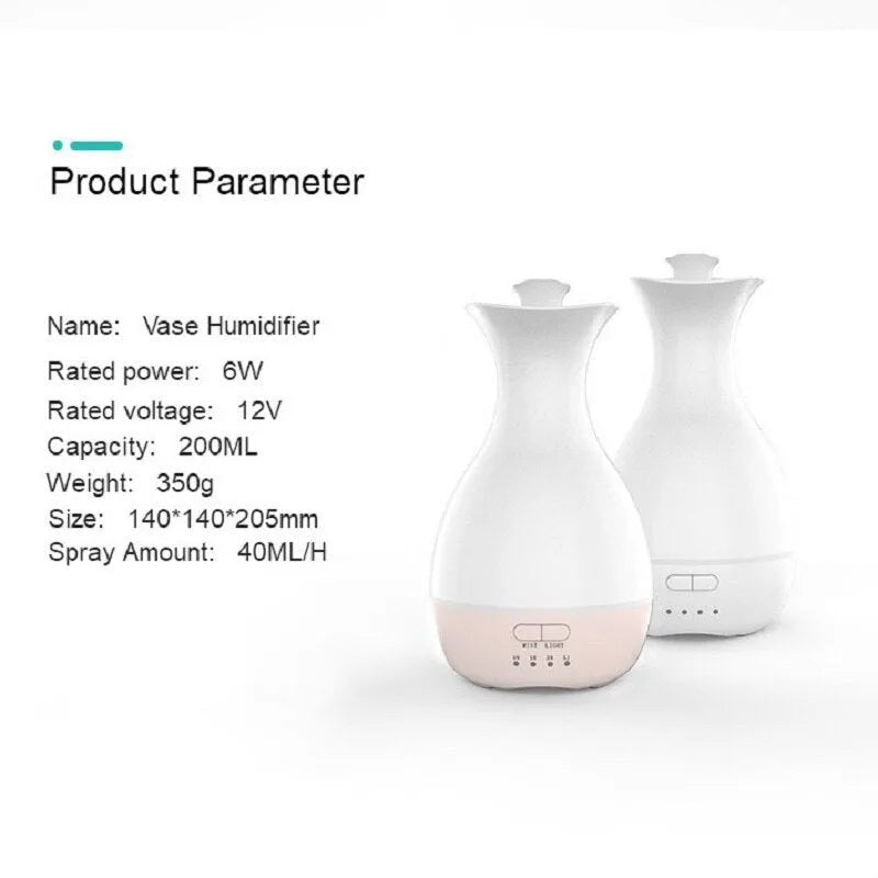 Pink and white ultrasonic aromatherapy humidifier with colourful LED night light and 200ml water tank
