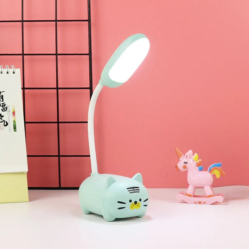 Girl heart LED table lamp guard lamp book light with USB charging, warm white flicker-free light, available in Blue or Pink
