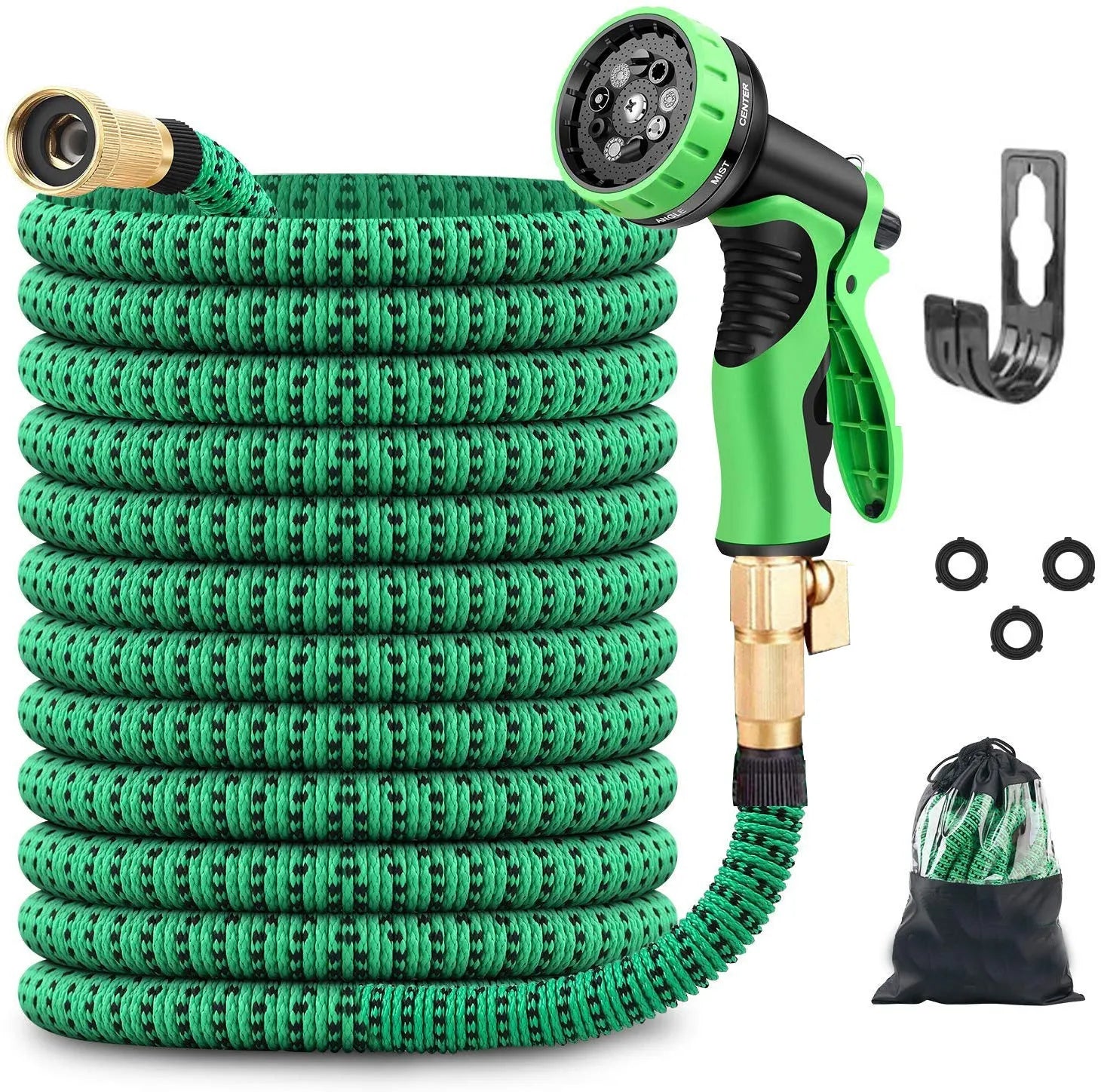 Car wash watering hose with ABS connector tip, available in multiple lengths including 25FT, 50FT, 75FT, and 100FT