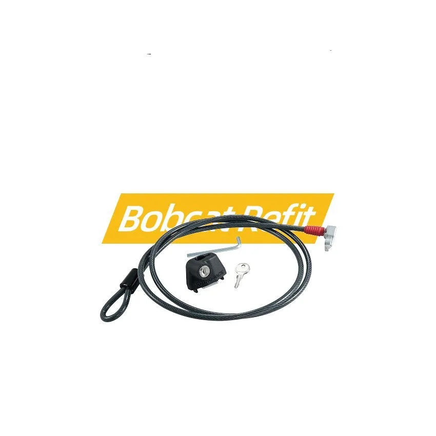 Plastic-sheathed steel cable lock for roof platform security in two length options.