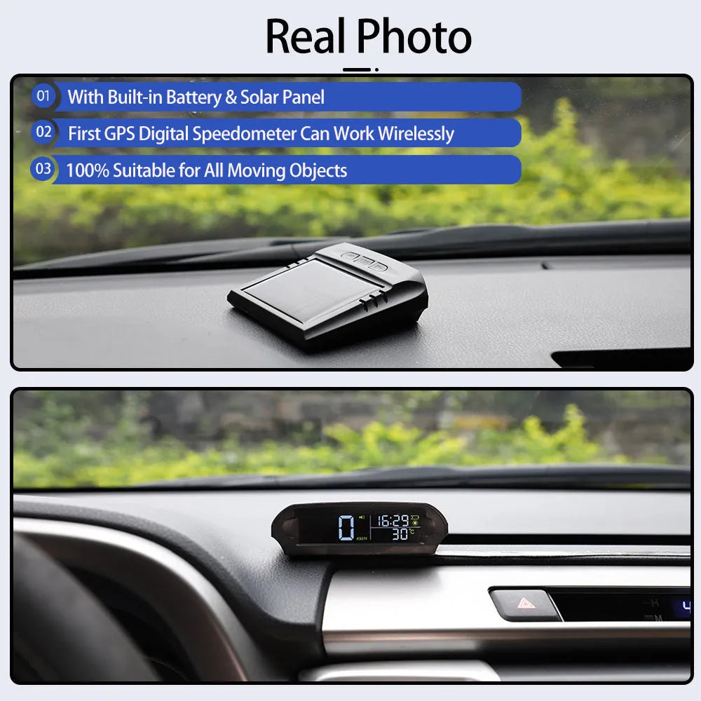 Car head-up display with GPS and solar power, ABS+PC casing, 10x8x3cm, Model X98