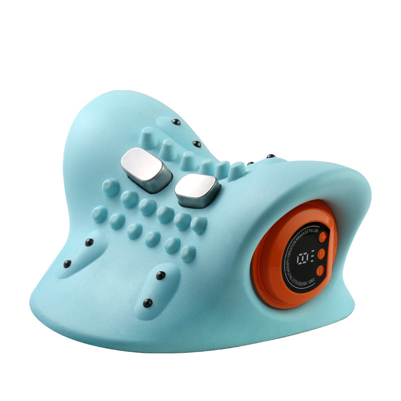 Innovative Heated Neck Massager & Cervical Traction Pillow - Portable Acupuncture Support for Spine Relief with 6 Intensity Levels