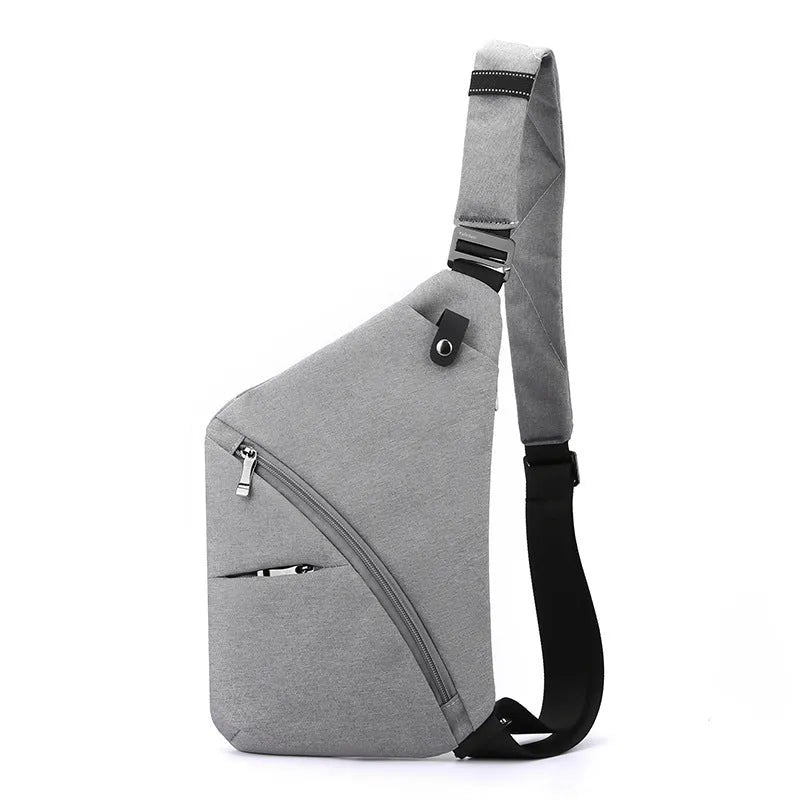 Men's Oxford cloth chest bag with letter print design in black or grey colour