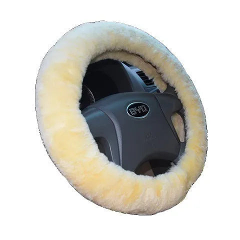 Wool and cashmere steering wheel cover and two handle covers set for cars in various colours