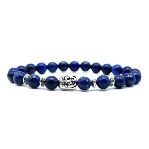 Handmade unisex bracelet with a large 19mm Buddha head bead in Tiger Eye stone.