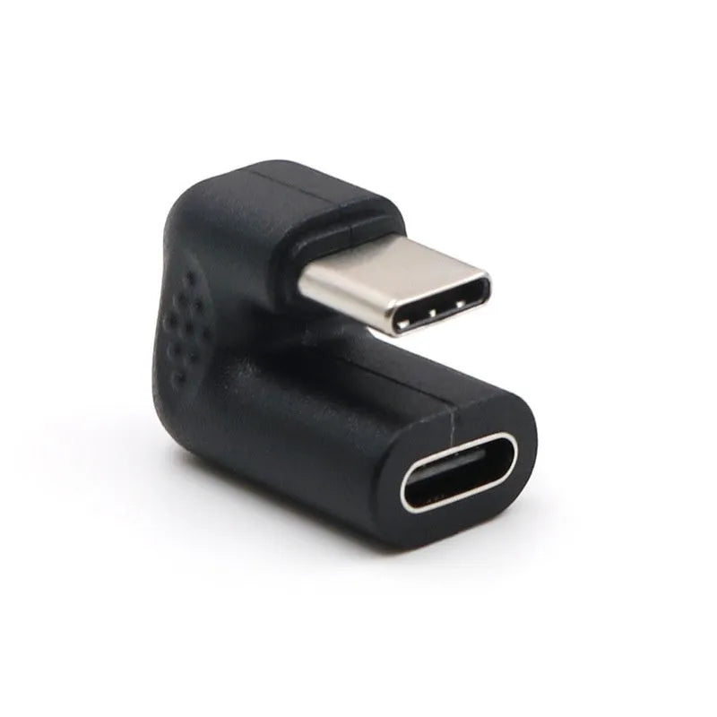 Right-angle USB male to female adapter cable with U-bend design on white background.