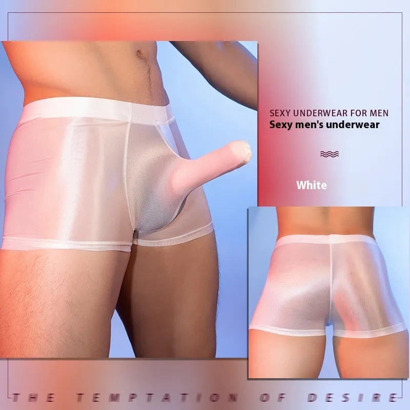 Men's seamless nylon boxer shorts in red with mid waist design and hip lift support feature