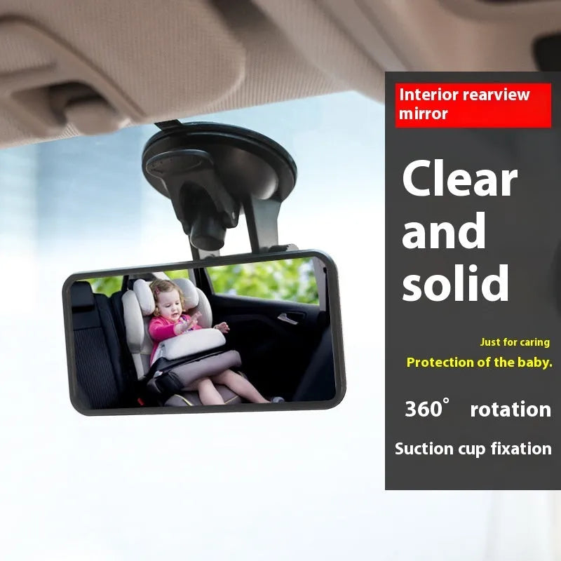 Square car baby mirror with chrome ABS cover and glass mirror 120x60mm