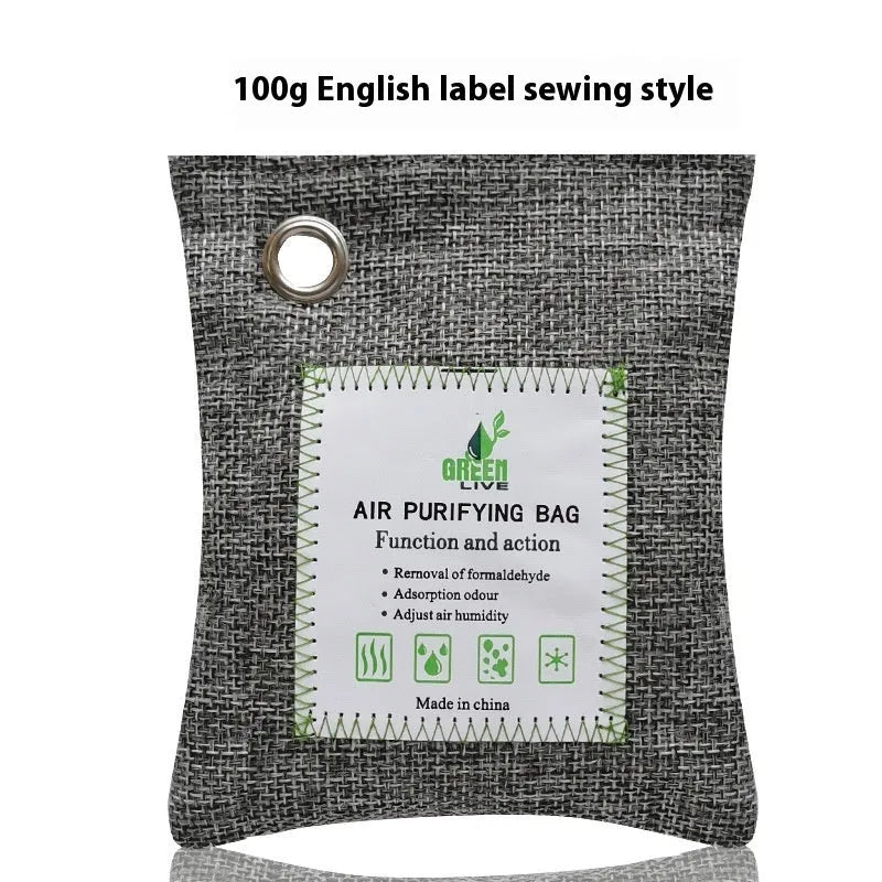 Activated bamboo charcoal bag for formaldehyde removal and air purification in household settings.