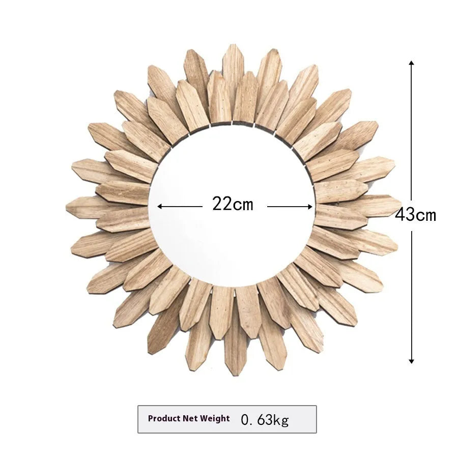 European-style solid wood hanging mirror with baked colour finish in three diameter options