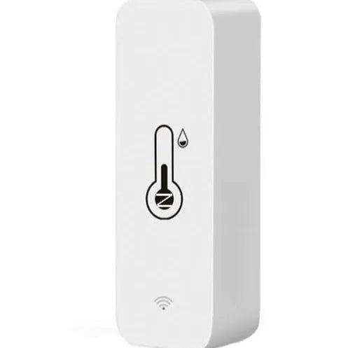 Smart WiFi Zigbee temperature humidity sensor with ABS casing showing wireless connectivity
