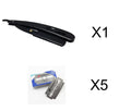 Silver stainless steel straight razor 14cm with 10 steel blades for smooth shaving