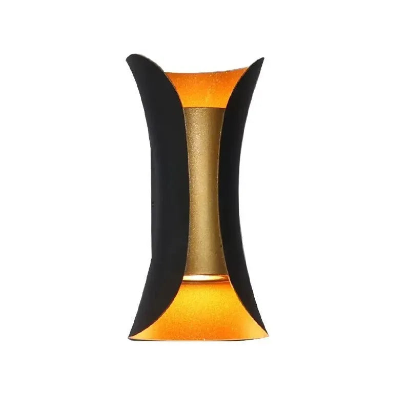 Outdoor wall lamp with aluminium shell in black, IP65 waterproof rating for corridor or stair use.