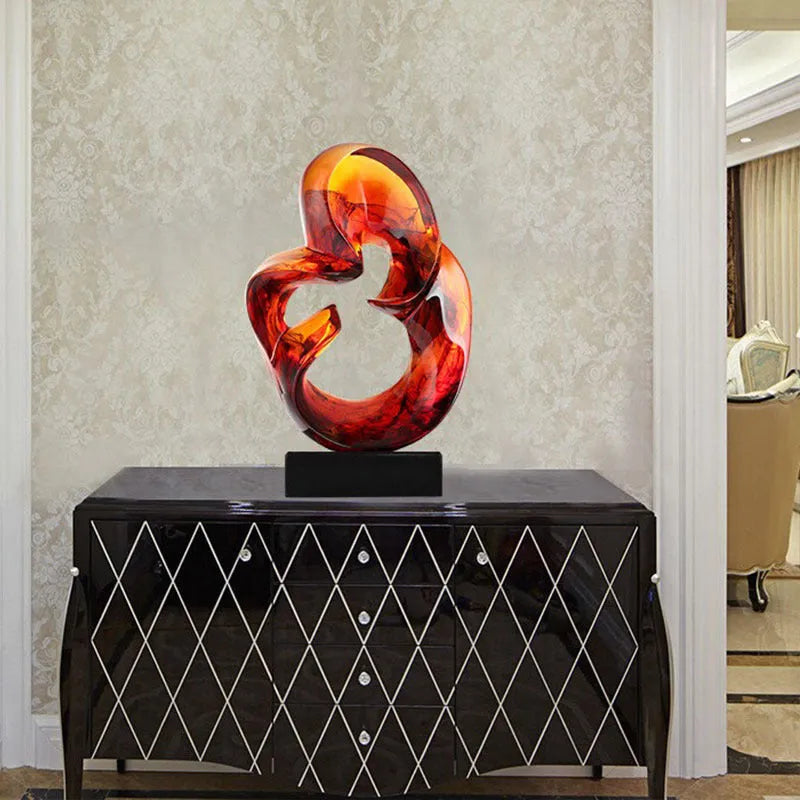 Transparent resin craft ornament in modern simplicity style, available in orange red or blue colour