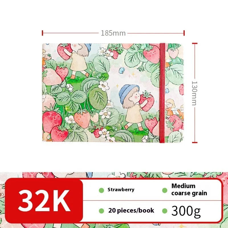 Feiluniao handmade fabric watercolour notebook with cotton paper, 185mm long, shown in a cover design option.